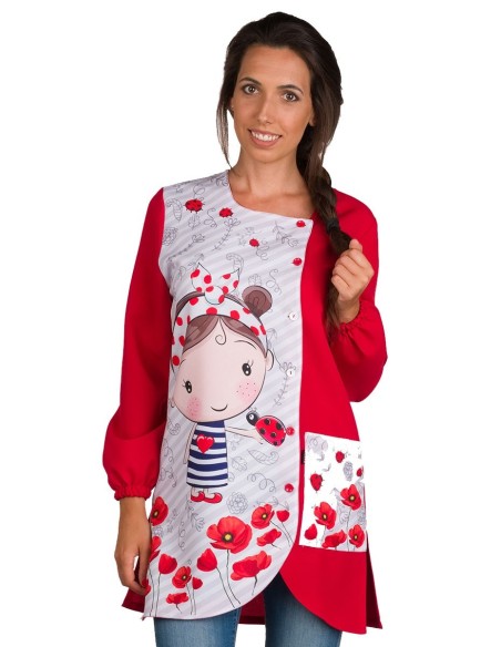 Blouse Maîtresse Coquelicots | Blouse Assistante maternelle | ATSEM