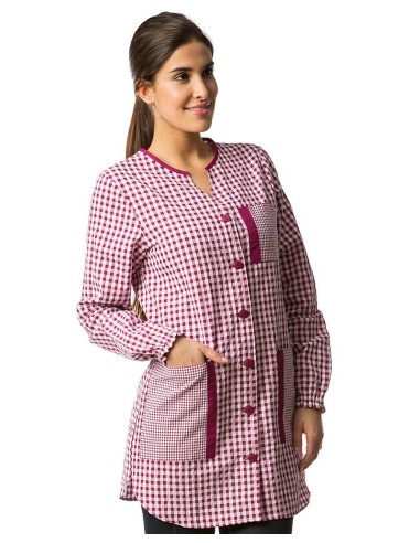 Blouse Carreaux Violet| Maîtresse Nounou Atsem Assitente Maternelle |