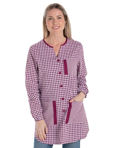 Blouse Carreaux Violet| Maîtresse Nounou Atsem Assitente Maternelle |