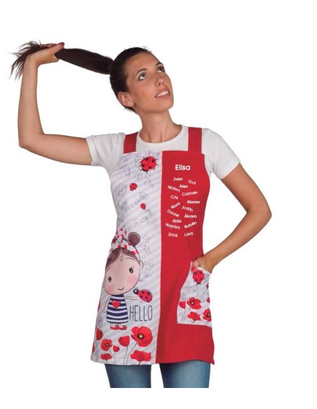 Blouse Tablier Coquelicots avec les Noms des Élèves | Chasuble femme