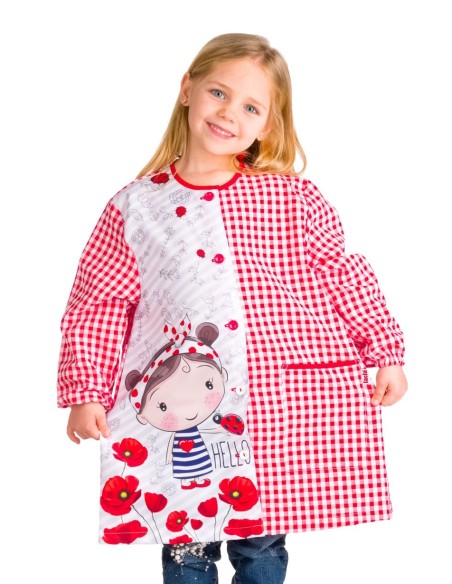 Blouse École Fille Coquelicots | Blouses pour se protéger à l'école