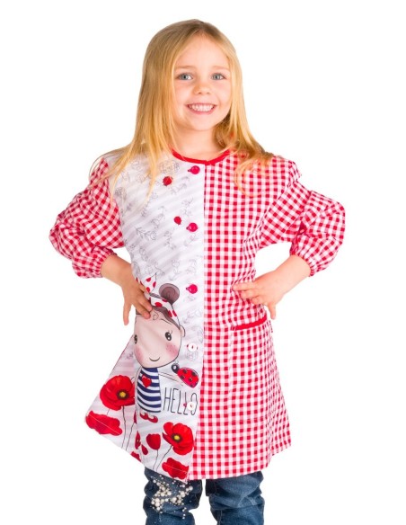 Blouse École Fille Coquelicots | Blouses pour se protéger à l'école