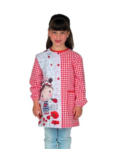 Blouse École Fille Coquelicots | Blouses pour se protéger à l'école