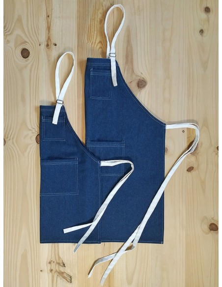 Tablier de cuisine famille en jean KomsiKomsa