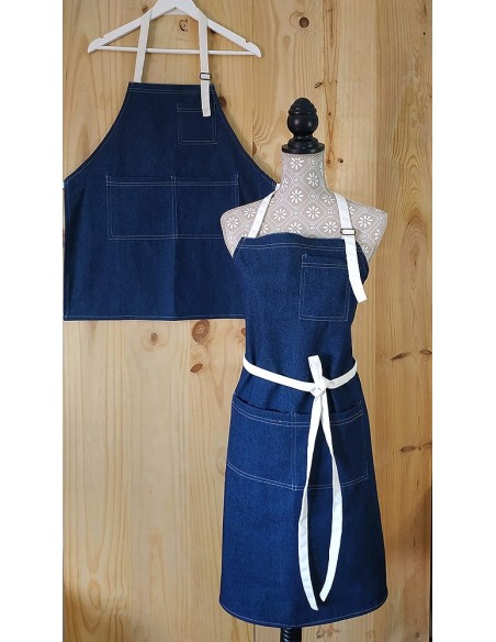 Tablier de cuisine famille en jean KomsiKomsa