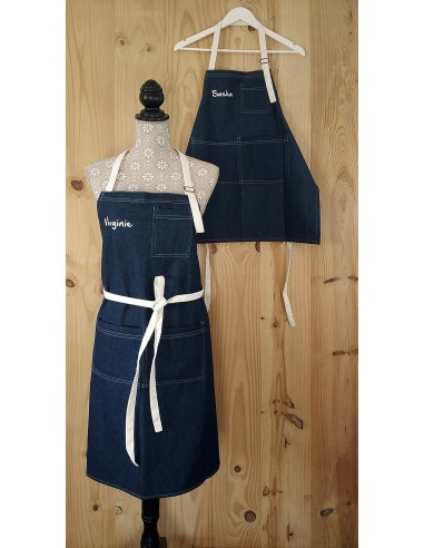 Tablier de cuisine famille en jean KomsiKomsa