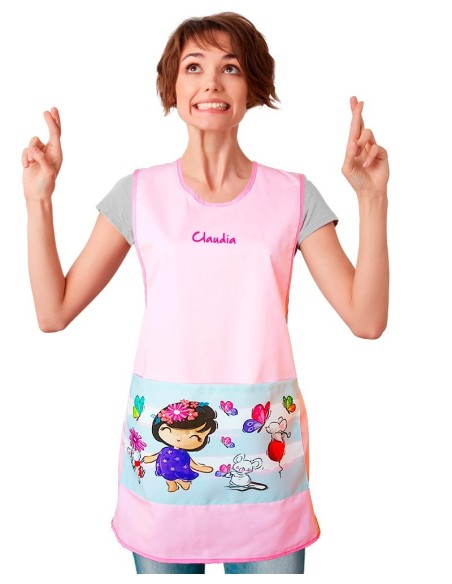 Estola bata Maestra Primavera en Color Rosa | Casulla de Trabajo Mujer