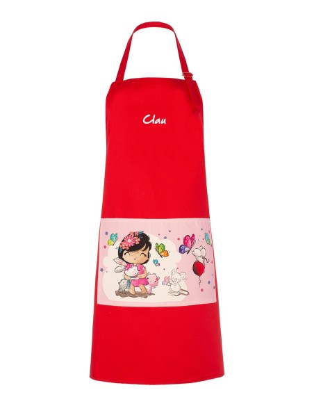 Delantal de cocina original y personalizado, Primavera Roja
