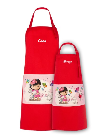 Juego de 2 delantales de cocina para adulto y niño