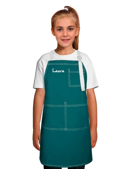 Delantal de cocina infantil personalizado y ajustable de 4 a 10 años