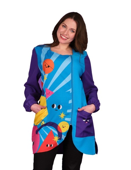 Original Bata de Maestra con Dibujos Geométricos