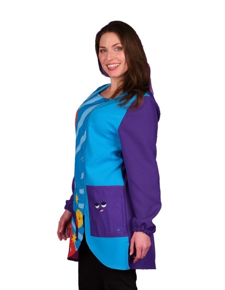 Original Bata de Maestra con Dibujos Geométricos