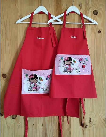 Juego de 2 delantales de cocina para adulto y niño