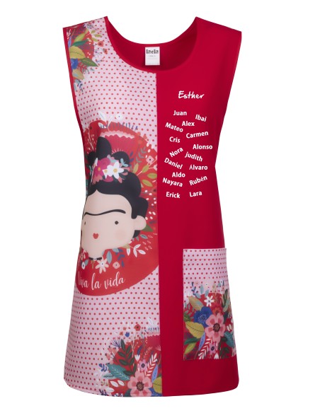 Tablier Chasuble Merci Frida Rouge | Remerciement nounou