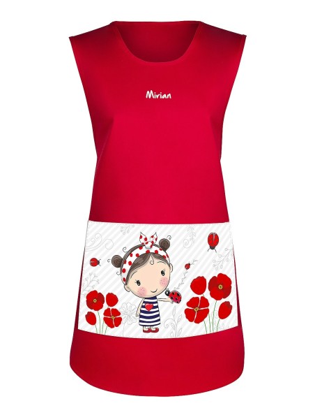 Estola de Trabajo Amapolas Bolsillo Roja