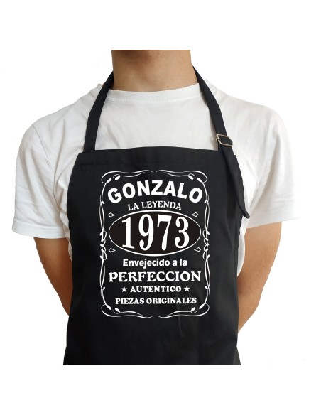 Tablier Personnalisé pour Homme Noir avec Prénom et Année de naissance