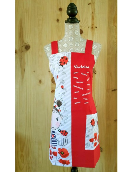 Blouse Tablier Coquelicots avec les Noms des Élèves | Chasuble femme