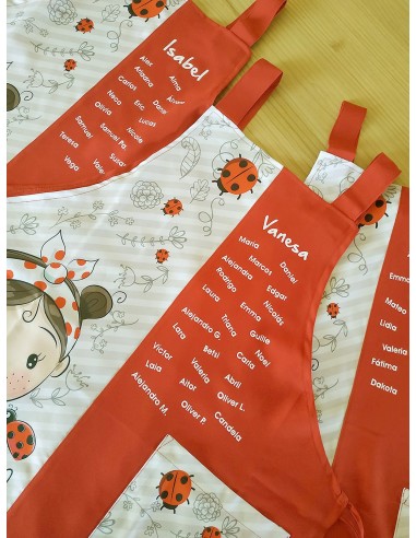 Blouse Tablier Coquelicots avec les Noms des Élèves | Chasuble femme