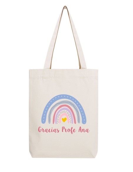 Bolso personalizado profesora con Arcoíris Azul