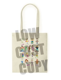 Copia Low Cost de Bolsa Profesora con Dibujos Infantiles