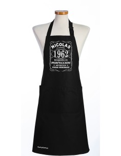 Tablier Personnalisé pour Homme Noir avec Prénom et Année de naissance 2